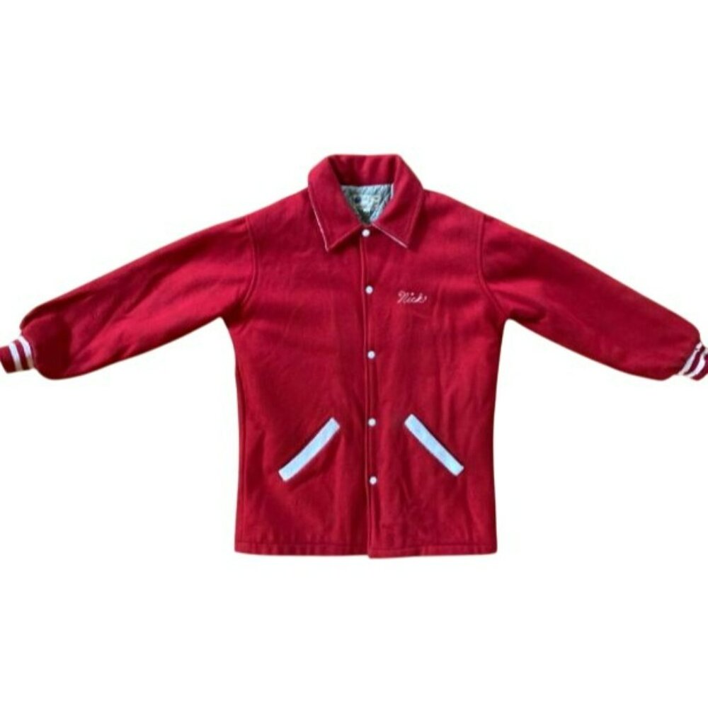 Vintage Red Wool Varsity Jacket Hewitt Golf Size 36 Mens High School Retro - Picture 11 of 11